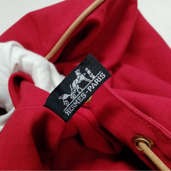 Hermes Red Backpack Canvas  Bag Large Preowned main image 6
